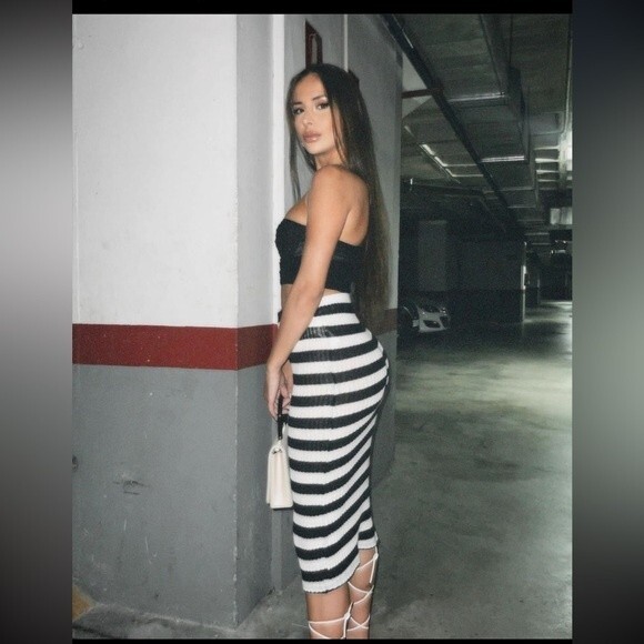 ZARA STRIPED MIDI SKIRT - Picture 4 of 11